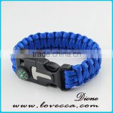 Paracord bracelet with compass, outdoor survival bracelet with whistles