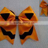 Halloween Jack-o Face Glue Down Satin Ribbon Butterfly Tie Hair Clip thumbnail-1