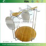 Bamboo Plate and Spoon With Stainless Steel Utensil Rack, Stainless Steel Kitchenwares thumbnail-1