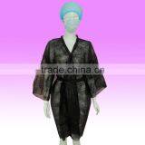 Disposable Non-woven Black/blue Bathrobe thumbnail-3