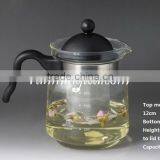 Wholesale Straight Glass Flower Tea Pot/teapot With Stainless Steel Strainer Screen (borosilicate With PV Handle)