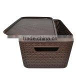 Simple Storage Box For Dirty Clothes Plastic Rattan Storage Basket With Lid