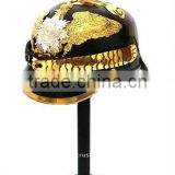 Brass German pickelhaube Leather Helmet with Brass strip, German helmet, leather helmet