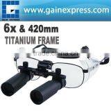 Keplerian Prism Style 6.0x 6x Magnification Binocular Dental Loupes Surgical Medical Dentistry Titanium Frame 420mm thumbnail-1