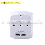 H50008 3 OUTLET SURGE PROTECTOR CHILD PROOF WALL TAP W/ 2 USB PORTS - 900 JOULES thumbnail-1