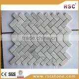 Herringbone Shaped Italy Carrara White Marble Mosaic Tile thumbnail-2