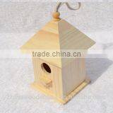 New Unfinished Wooden Bird House Wholesale thumbnail-1