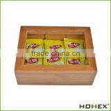 Hot Sale Bamboo Tea Box Bag Storage Box With 6 Divide /Homex_Factory thumbnail-1