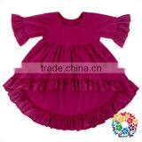 Soft Cotton Kids Girls Shirts Front Shorts Back Long Asymmetrical Unique Baby Girl Names Girls Ruffle Shirts thumbnail-1