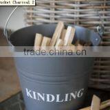 Powder Coat Kindling Bucket With Wooden Handle thumbnail-6