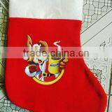 New Premium Type of Polyester Sock Felt Christmas Stocking Hanger With Machine Printed Cartoon Character Made in China