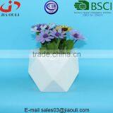 Modern Style Geometry Glazed White Ceramic Flower Plant Pot thumbnail-2