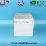 BSCI Certificate Factory Simple Design Square Ceramic Flower Pot, Cube Planter thumbnail-2