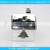 Plating Silver Ceramic House Shape Hurricane Lamp for Decoration thumbnail-2