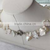 9-10 mm White Baroque Freshwater Pearl Jewelry Necklace thumbnail-3