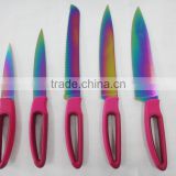 5pc plating titanium kitchen knife set