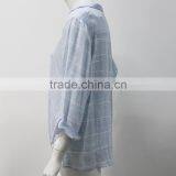 Factory Ladies Summer Tops Charming Cotton Long Sleeve Blue Blouse thumbnail-3