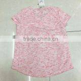 Women Stock Apparel V-neck Slub Cotton T-shirt thumbnail-5