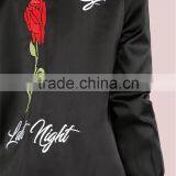 Custom Embroidered Women Longline Satin Bomber Jacket Black Oversized Zip Up Coat With Sides Pockets thumbnail-5