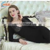 Hsz-TU005 V-neck Nylon Lace Top Ladies Winter Thick Underwear Wholesale Female Thermal Underwear thumbnail-1