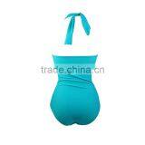 Plain Solid Color Wrinkle Women Swimwear One Piece Swimwear thumbnail-3