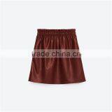 2017 OEM Spring Light-reflecting Faux Leather Elastic Waist Skirt thumbnail-6