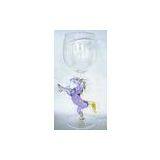 Hand Blown Glass Goblets For Red Wine , Art Hand Made Purple Horse Handle Design thumbnail-1