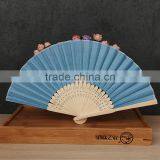 Factory Direct Bamboo Hand Fan Wedding Gift Cloth Folding Hand Fan in Plain Color thumbnail-6