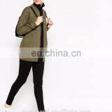 China Custom Bomber Jacket Long Line Cut Cotton Jersey Women Long Bomber Jacket thumbnail-5