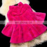 Rose color high quality rex rabbit fur overcoat wholesale for winter