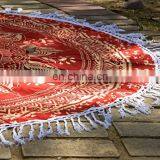 Indian Latest 72" Round Tapestry Maroon Gold Ombre Mandala Design Beach Towel Wall Hanging White thumbnail-2