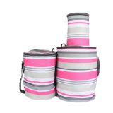 Customized Insulated Portable Customized Color Round picnic basket cooler stripes tote bag