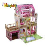 2019 Top Fashion Three Floors Wooden Big Dollhouse With Lights, Garage and Yard W06A333C thumbnail-3