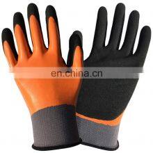 15 G Blue Nylon Lining Black Foam Nitrile Coated Rough Finished Work Gloves thumbnail-2