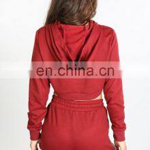 Loose Fit Best Gym Workout Fitness Drop Shoulders Ladies Cropped Top Pullover Cotton Ladies Chenille Patch Hoodies for Women thumbnail-4