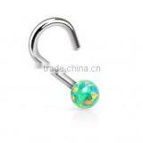 Faux Opal 316L Surgical Steel Nose Piercing Rings Body Jewelry thumbnail-2