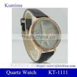 Gift Wristwatch for Women's Eiffel Tower Pattern Diamante Dial Leather Band Quartz Watch thumbnail-1