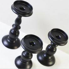 Dining Table Wedding Candlestick European Style Candle Holder Columnar Shape Black Metal Candlestick Set thumbnail-4