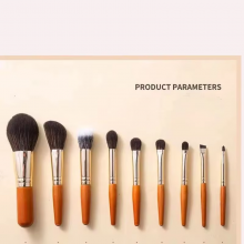 Portable 9-Piece Mini Makeup Brush Set With Zip Leather Bag Soft Hair Flat Eye Brushes Travel Cosmetic Brushes thumbnail-5