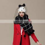New Design Checked Plaid Acrylic Ball Fashion Ladies Winter Scarf thumbnail-2