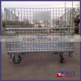 Mesh Wire Steel Pallet Storage Racks With Casters
