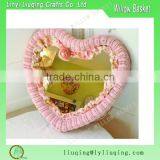 Shabby Chic Pink Heart Shaped Wicker Mirror Nurse Wicker Mirror Frame Rattan Wicker Mirrors thumbnail-1