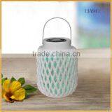 Handmade Portable Ceramic Lantern Solar Led Lights Garden Spot Lights