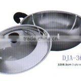 AH3602 32CM 34CM 36CM 38CM STAINLESS STEEL 201 CHINESE WOK SET thumbnail-1