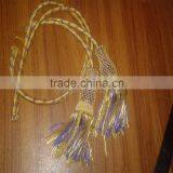 Gold and Purple French Spanish Metal Bullion Wire Tassels Borlas With Long Rope Cord thumbnail-3