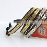 Fashion Bead Bracelet Wholesale Hand-woven Four Laps Coil Bracelet Bangle Gold and Silver Charm Bracelet Jewelry thumbnail-3
