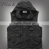 New Arrival 2015 Winter Male Photographer Plus Size Casual Vest Sleeveless Jackets With Hooded Waterproof Outwear Waistcoats thumbnail-1