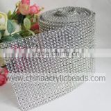 rhinestone silver diamond mesh sheet ribbon with 24 rows crystal bling