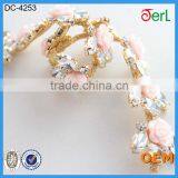 Newest Pink Roses Decorative Rhinestone Chain Trim thumbnail-5