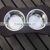 Ritzy Double Pet Food Bowl With Rattan Frame thumbnail-3